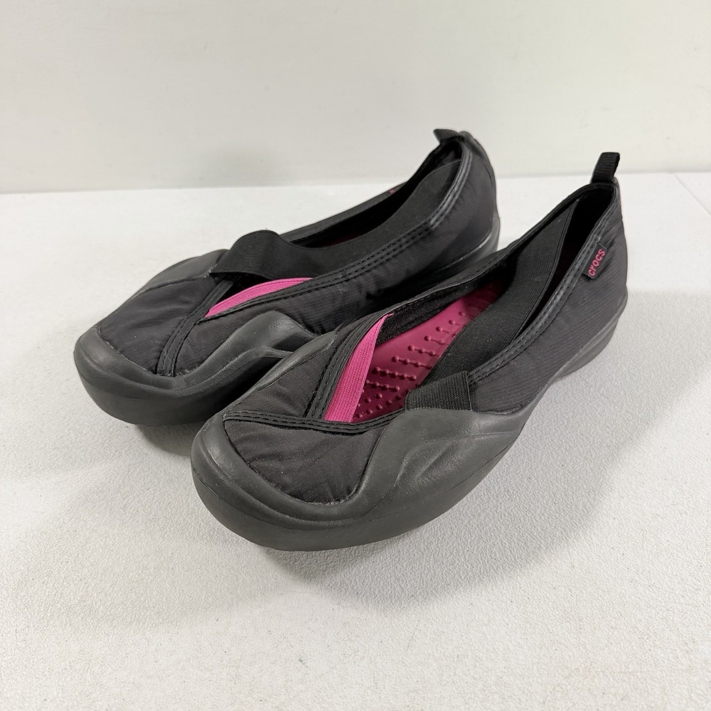 Crocs Molly Mary Jane Women's Slip On Comfort Flats Size 9 Black Pink